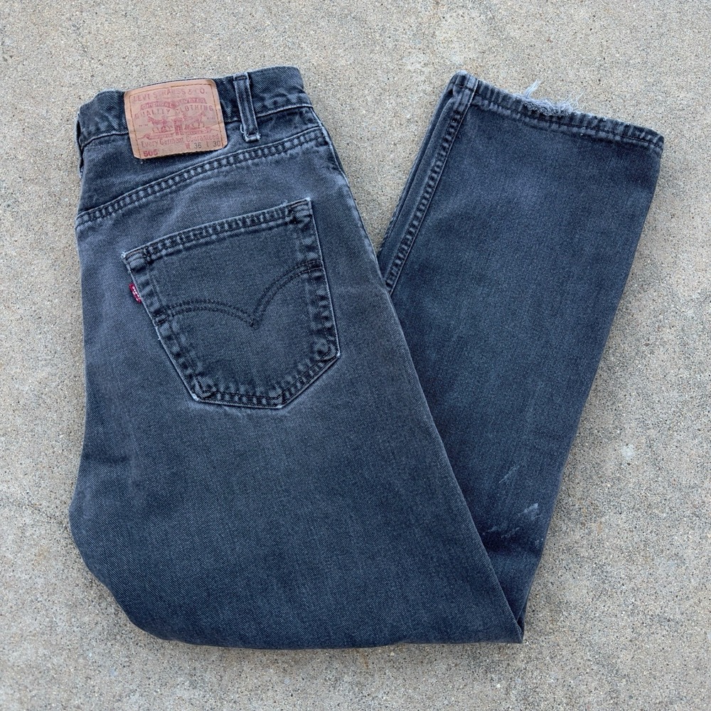 VTG Levi's 505 Jeans 36x30 (32x30) Black Straight Leg Regular Fit‎ Men's Denim